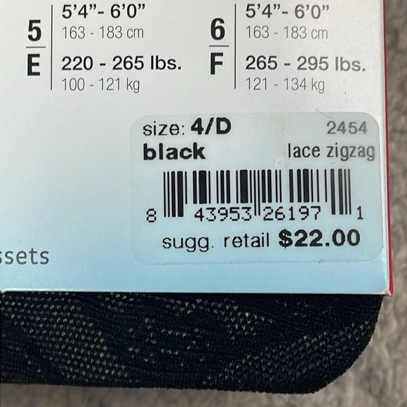 Spanx Assets Red Hot Label Black Textured Lace Zigzag Tights Smoothing Sz 4 D - Picture 7 of 8